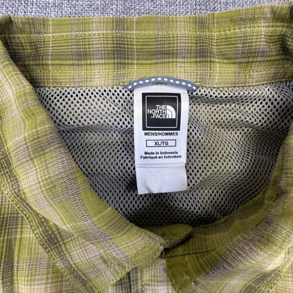 The North Face Shirt Mens XL Green Plaid Vented Nylon Hiking Fishing Long Sleeve